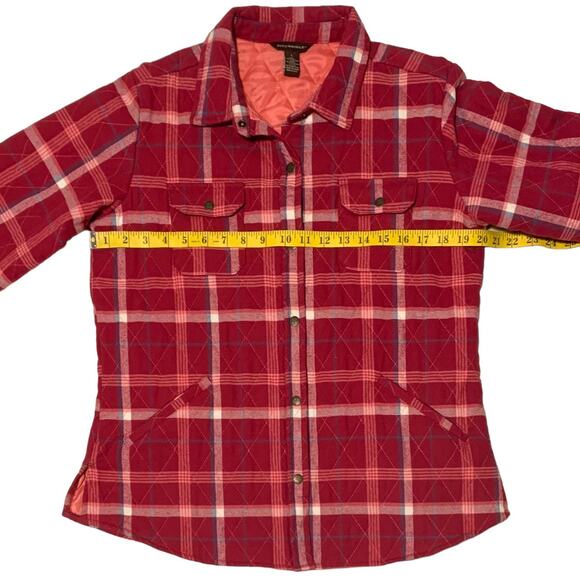BIT & BRIDLE L Quilted Shirt Jacket Shacket Snap Chest Pockets Plaid Flannel - Picture 3 of 6